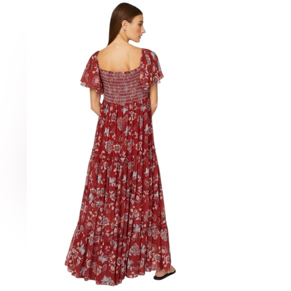 Sachin & Babi - Kara Maxi Dress Red Floral Chiffon Sz 10 - Picture 4 of 11